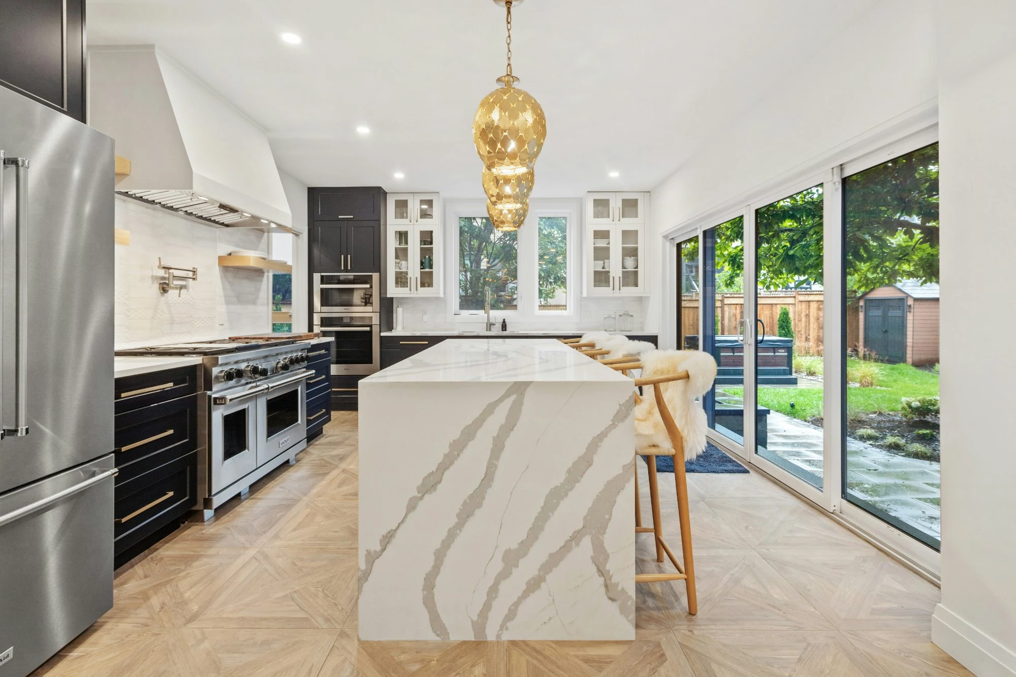 Waterfall island kitchen